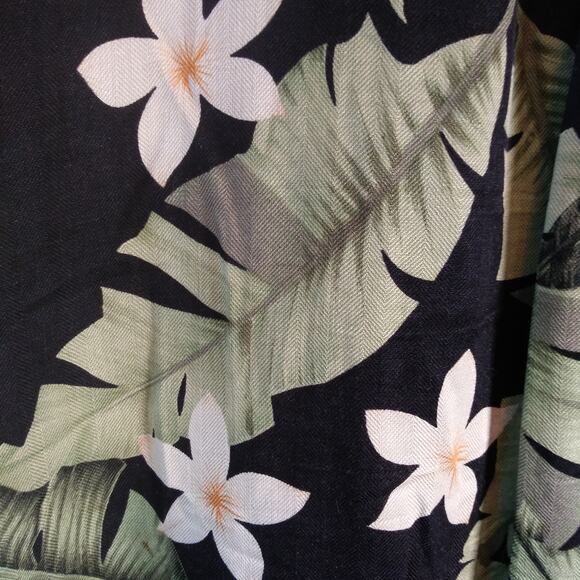 Jamaica Jaxx Silk Hawaiian Shirt Mens XL Black Palm Floral Tropical Resort Beach - Picture 10 of 12